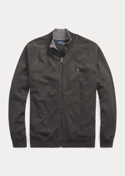 Sueter Polo Ralph Lauren Hombre Grises Oscuro - Cotton Full-Zip - GIZHA8317